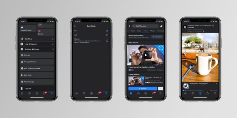 dark mode Facebook